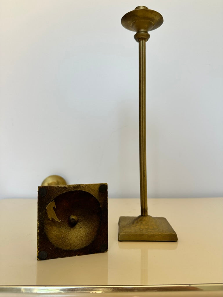 Vintage Textured Brass Candlesticks