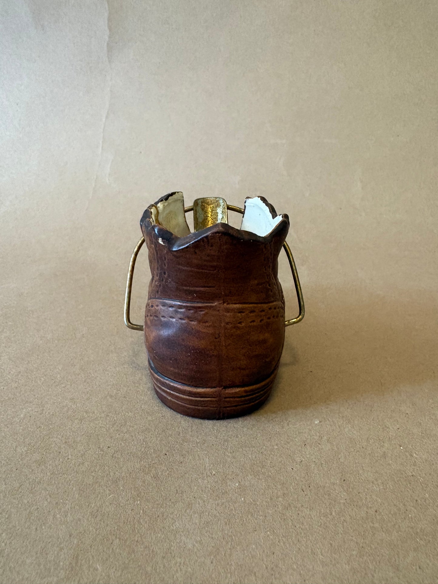Ceramic Boot Planter with Brass Laces, Lego Japan