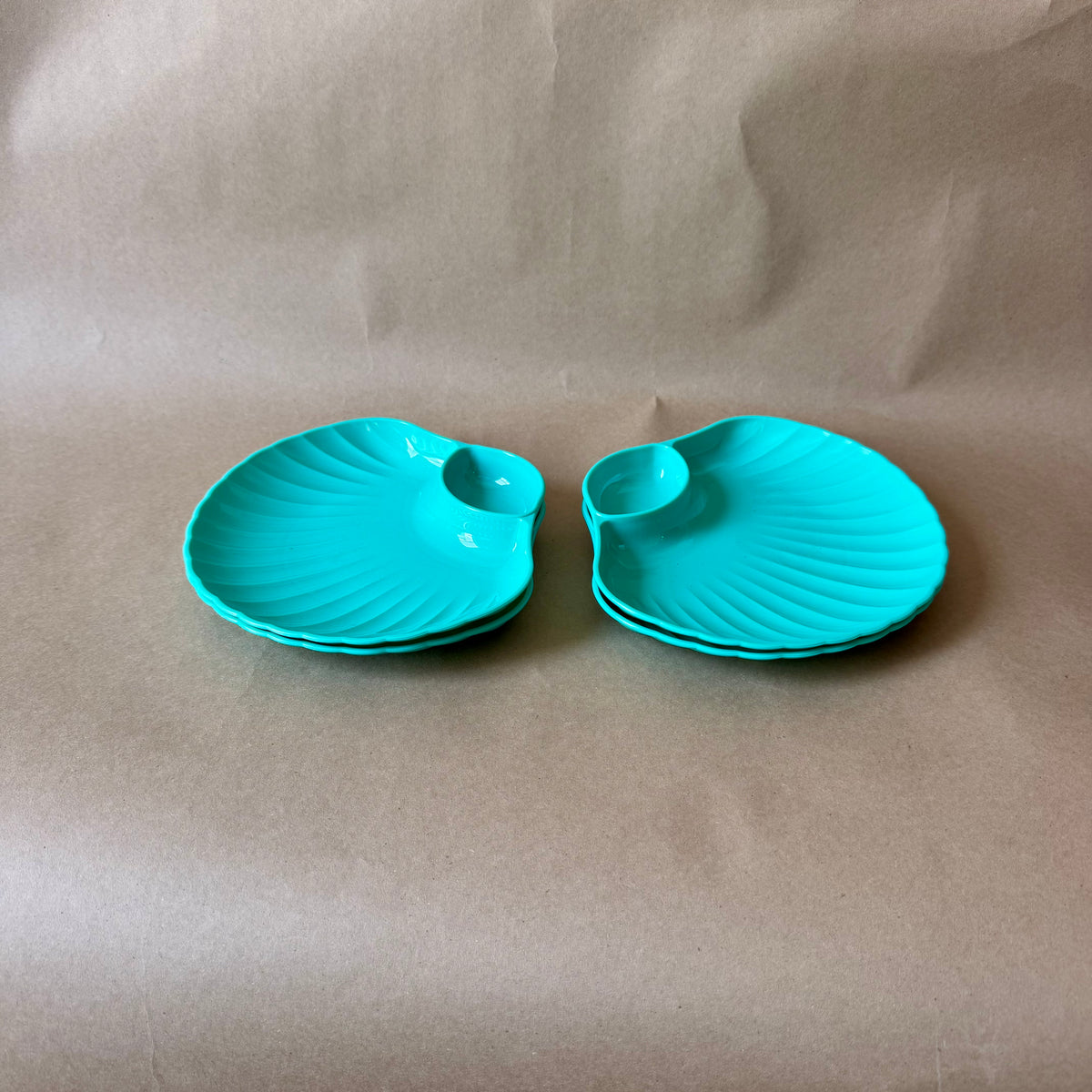 Turquoise Shell Chip-and-Dip Plates, Set of Four