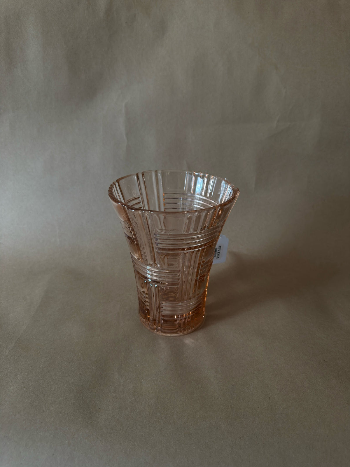 Vintage Pink Cut-Glass Vase