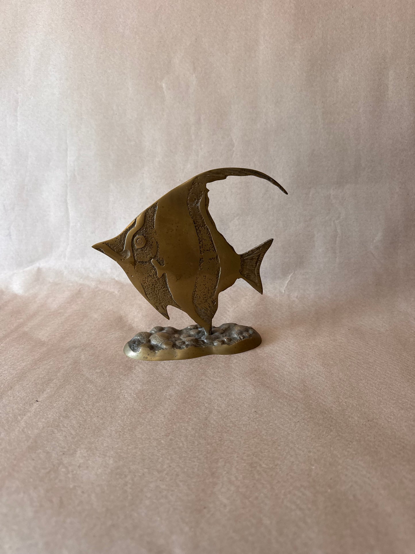 Brass Angelfish Sculpture on Coral Base