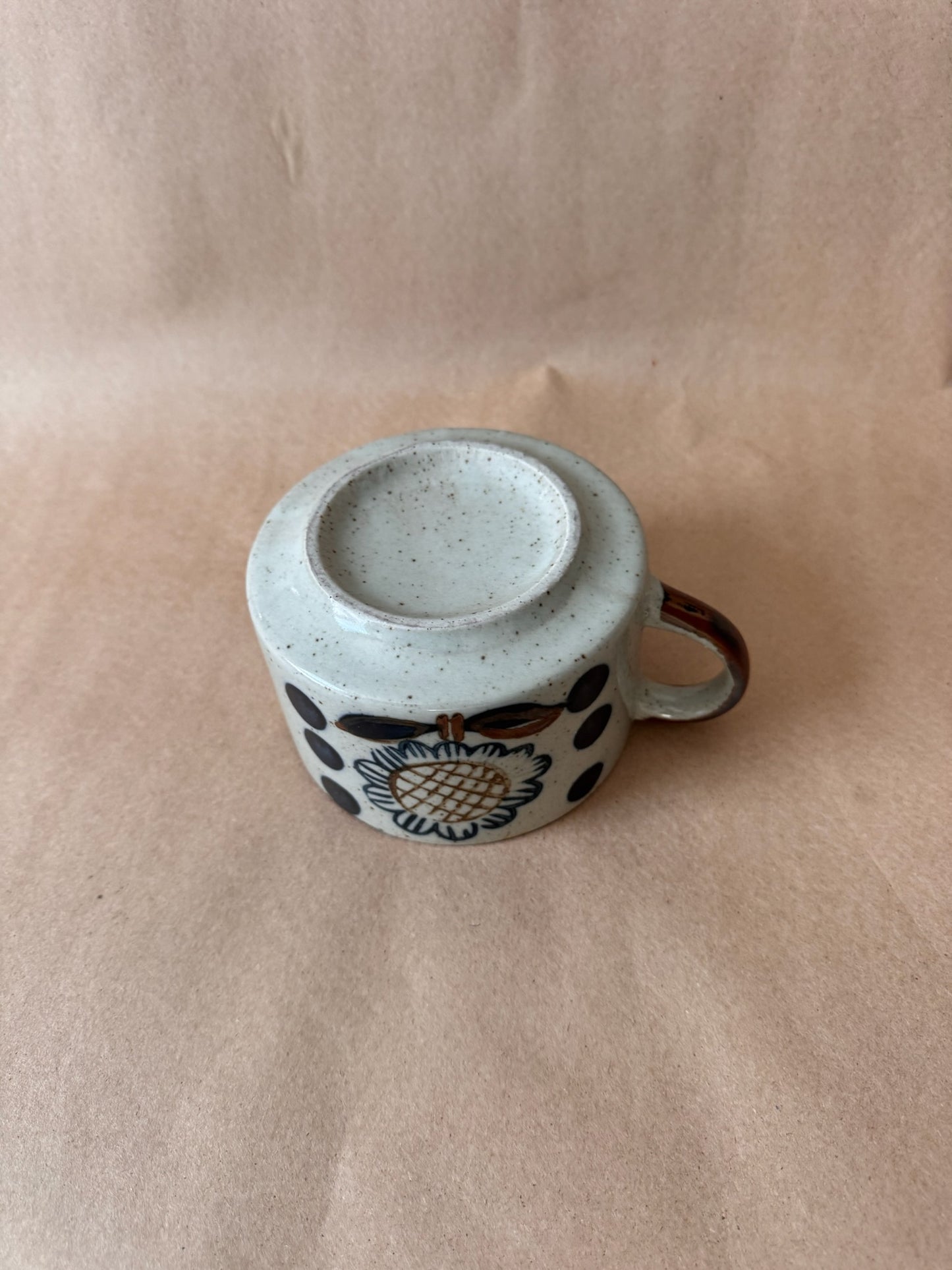 Speckled Stoneware Sunflower Soup Mug
