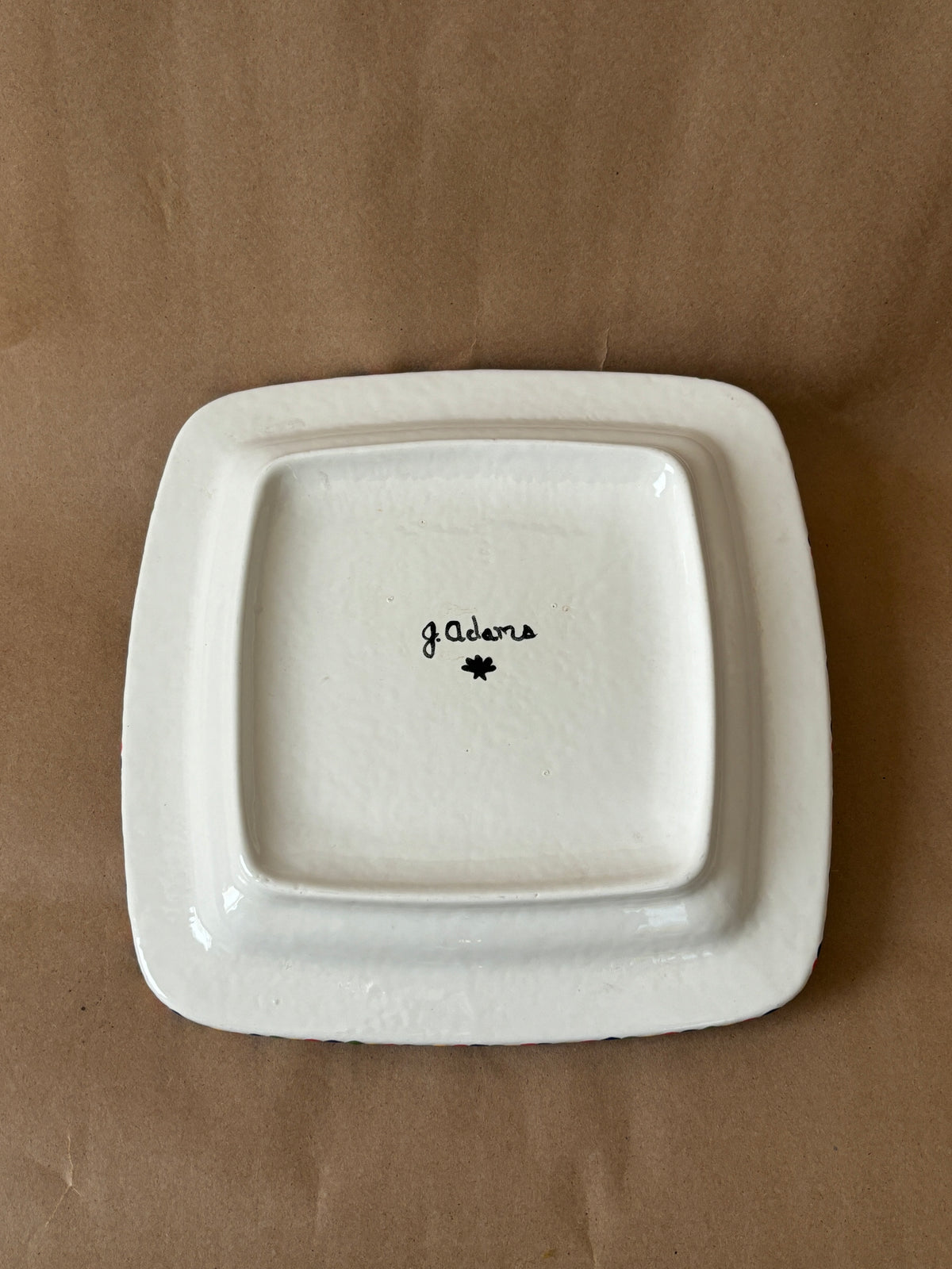 J. Adams Signed Chip and Dip Tray, Dotted Rim