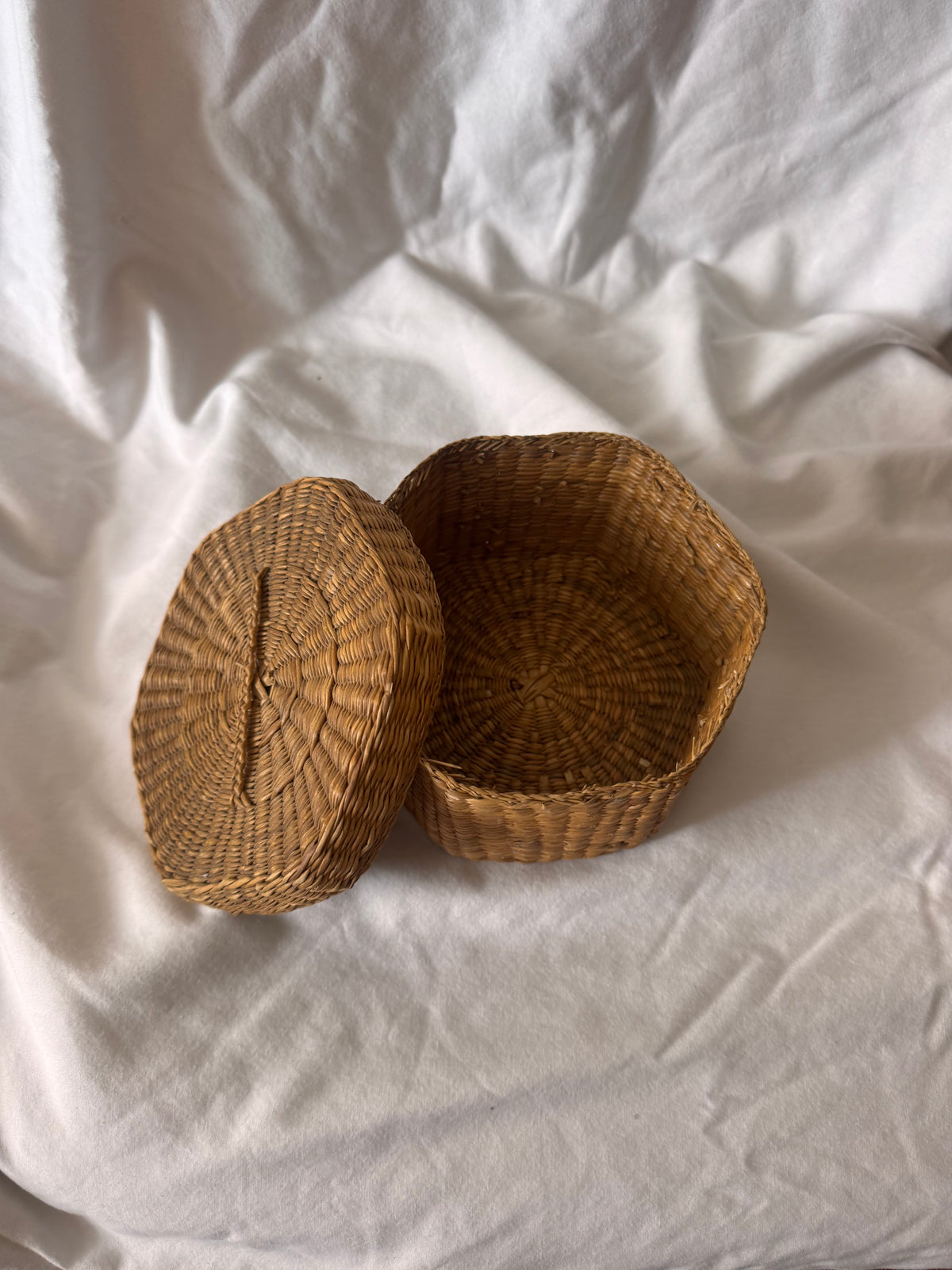 Woven Grass Lidded Basket