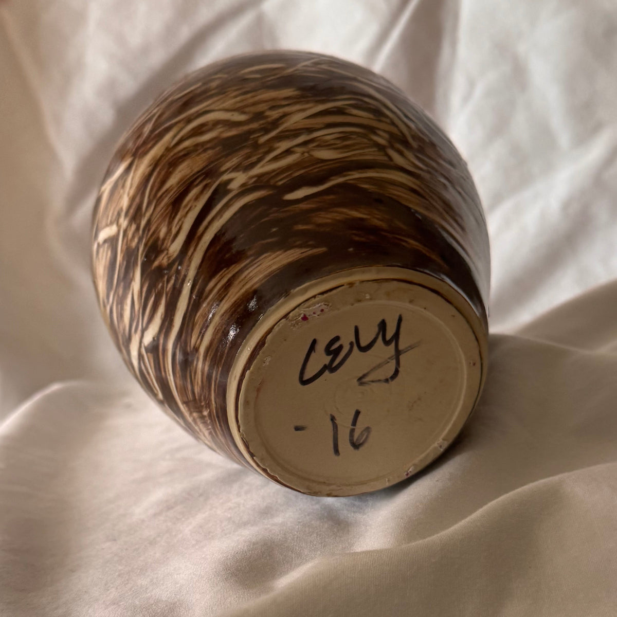 Signed Marbled Studio Pottery Vase