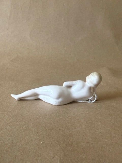 Porcelain Bathing Beauty Figurine, Reclining