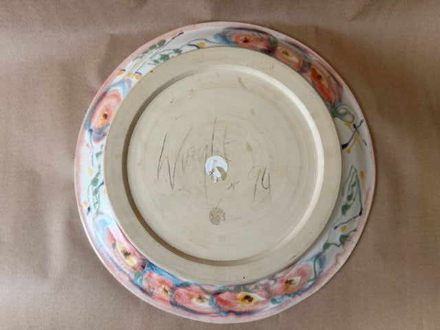 Studio Pottery Plate, Signed Wright '94