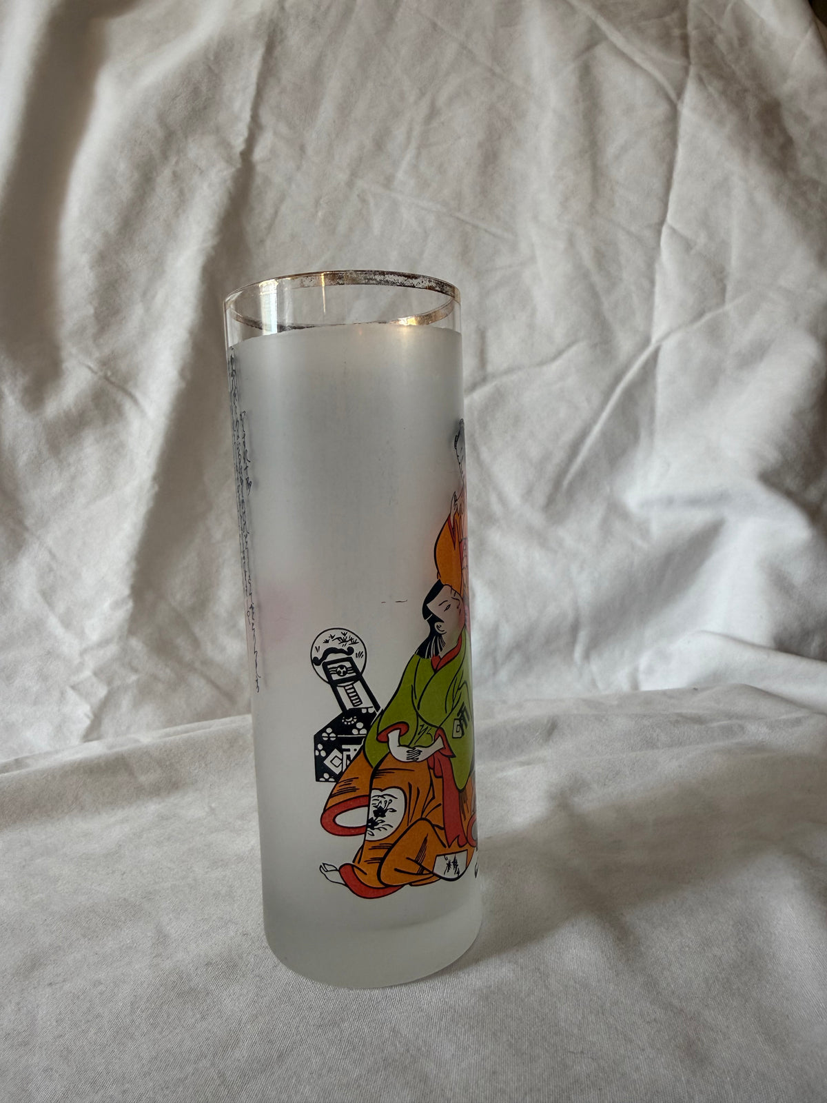 Side view of Expo '70 frosted highball glass