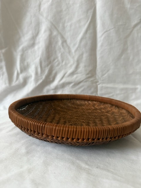 Herringbone Woven Bamboo Basket