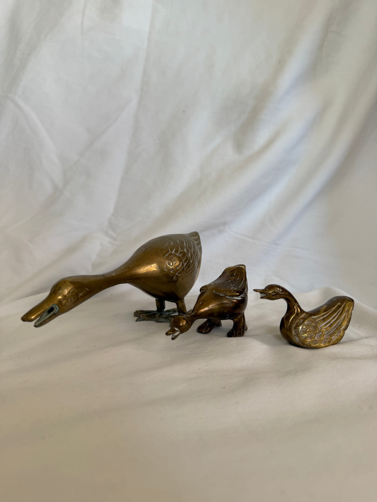 Small Solid Brass Standing Duck