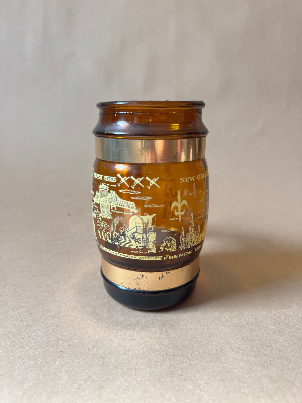 Vintage New Orleans Souvenir Amber Glass Mug