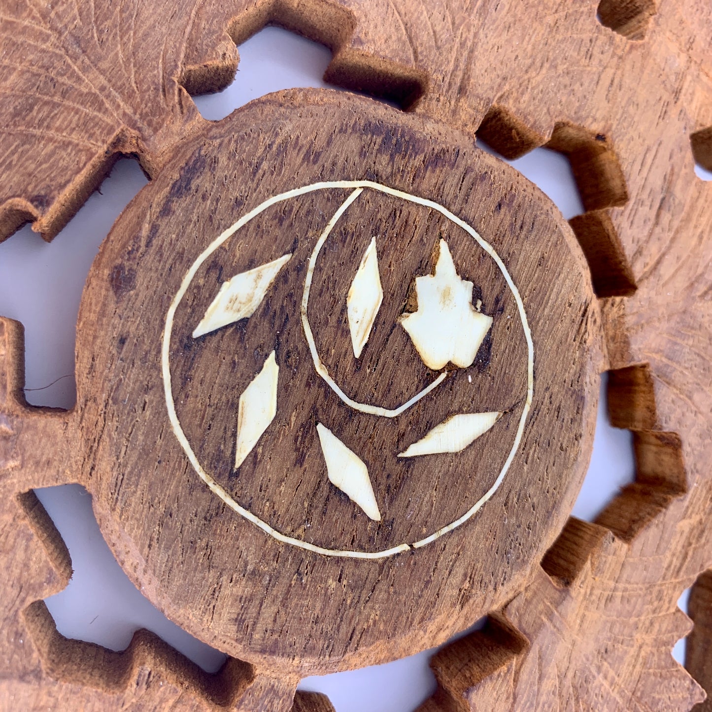 Vintage Carved Wooden Trivet