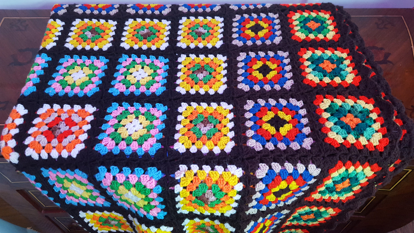 Handmade Granny Square 5x6 Crocheted Blanket