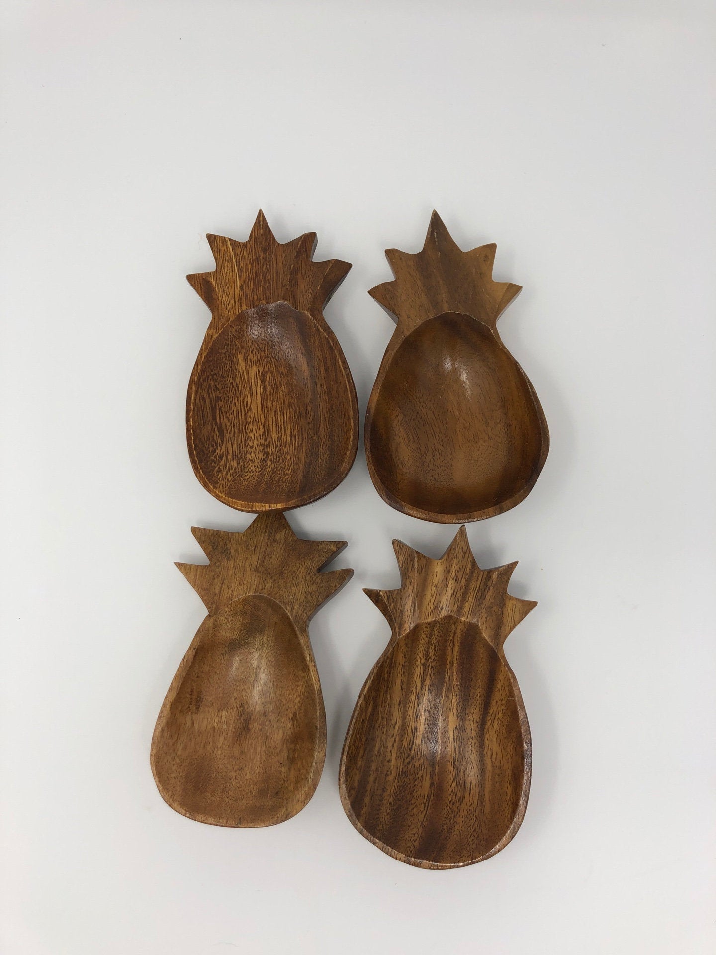 Vintage Handcarved Wooden Pineapple Dishes (set of 4)