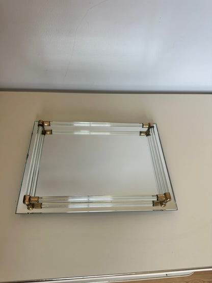 Smaller Size Mirror with Lucite and Brass Edge