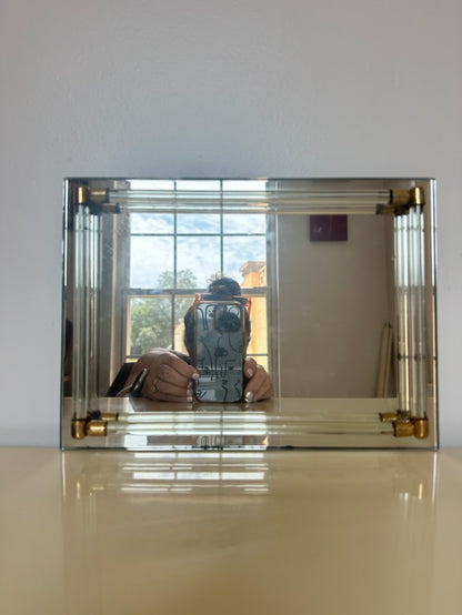 Smaller Size Mirror with Lucite and Brass Edge