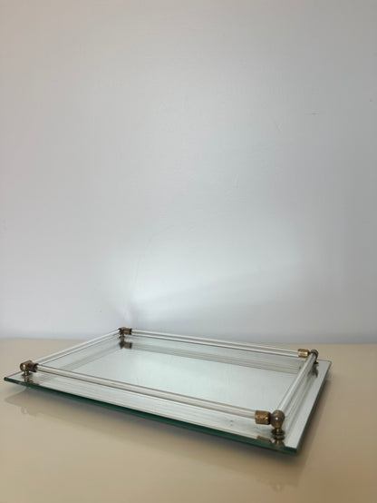 Display Mirror with Lucite & Brass Accents