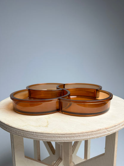 Vintage Dansk Amber Lucite Divided Tray