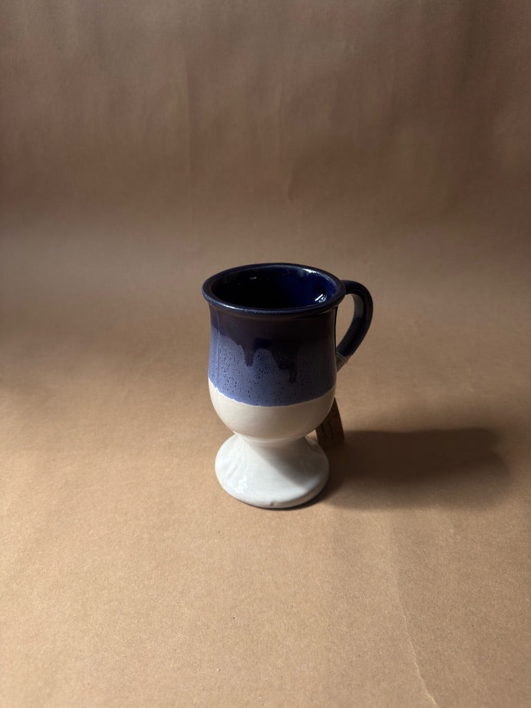 Vintage Cobalt Drip-Glaze Footed Mug