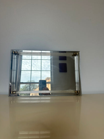 Display Mirror with Lucite & Brass Accents