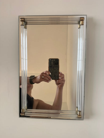 Display Mirror with Lucite & Brass Accents