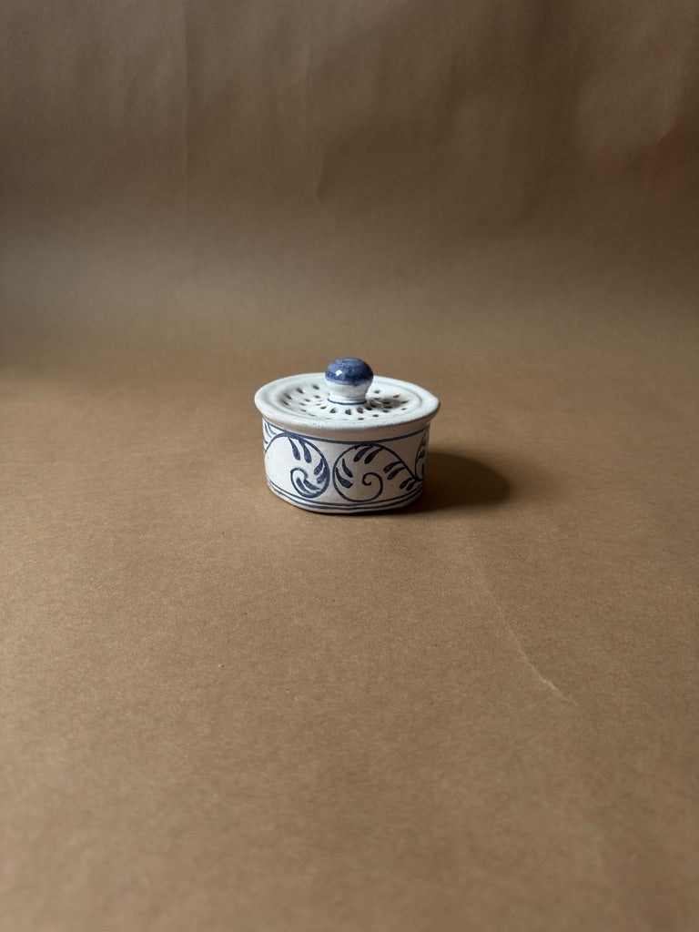 Vintage Hand-Painted Perforated Lid Jar