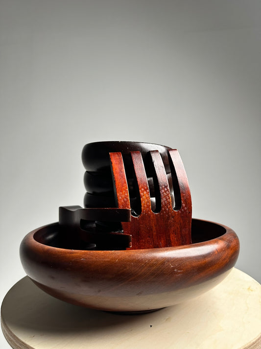 Gorgeous Haitian Hand Carved Salad Set