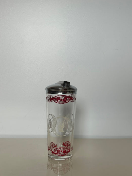 Vintage Cameo, Bonnet and Bows Glass Cocktail Shaker