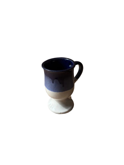 Vintage Cobalt Drip-Glaze Footed Mug