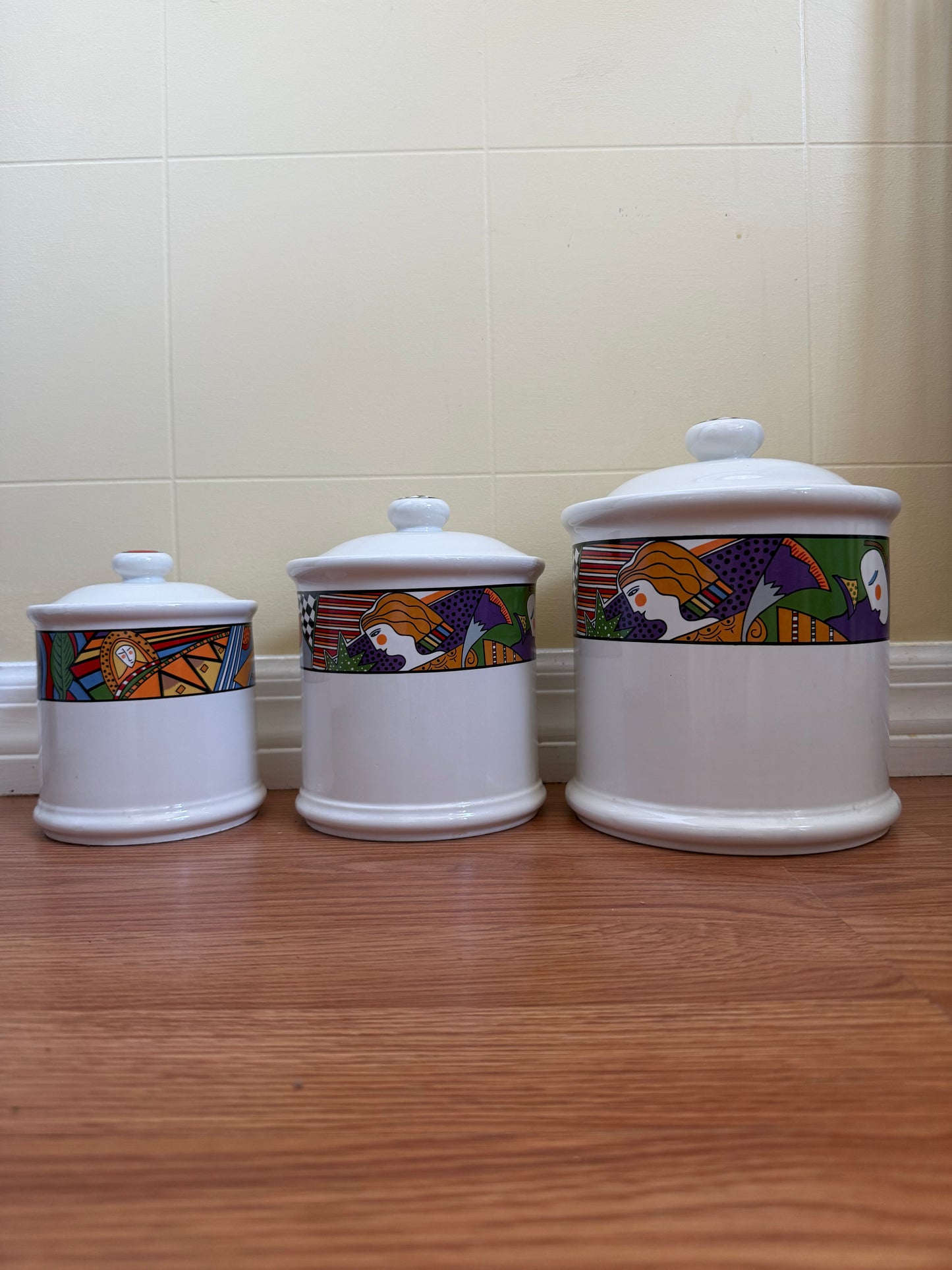 Vintage Vitromaster Metropolitan Ceramic Storage Container Set (3)