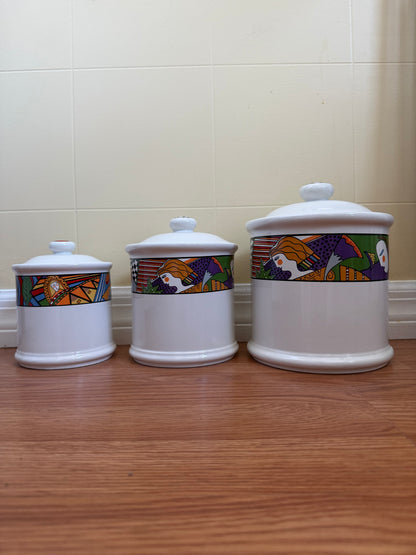 Vintage Vitromaster Metropolitan Ceramic Storage Container Set (3)