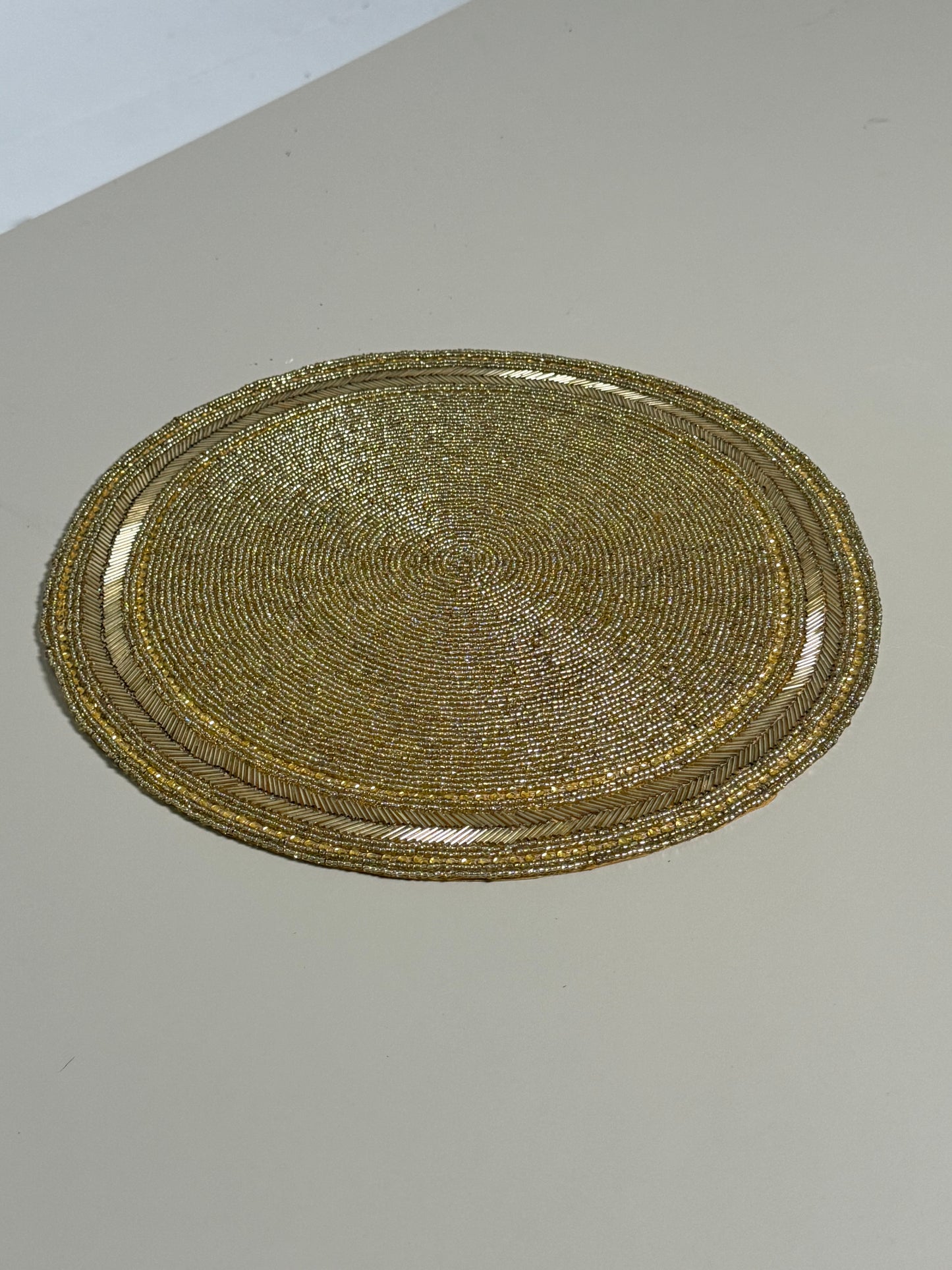 Set of 6 Gold Beaded place mats