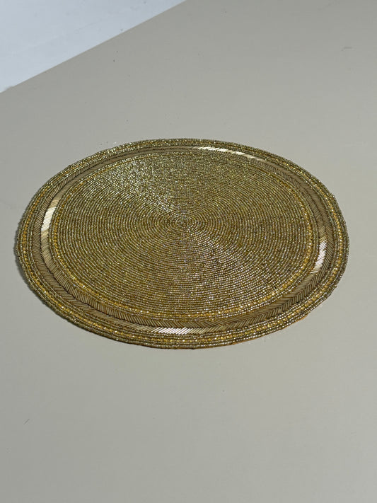 Set of 6 Gold Beaded place mats