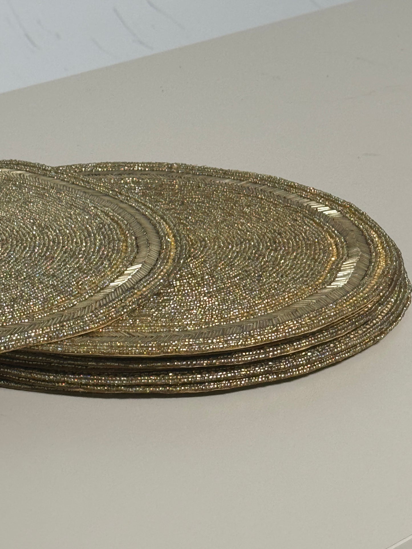 Set of 6 Gold Beaded place mats