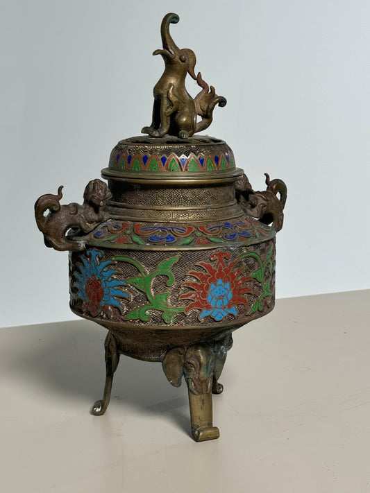 19th Century Cloisonne Bronze Incense Burner