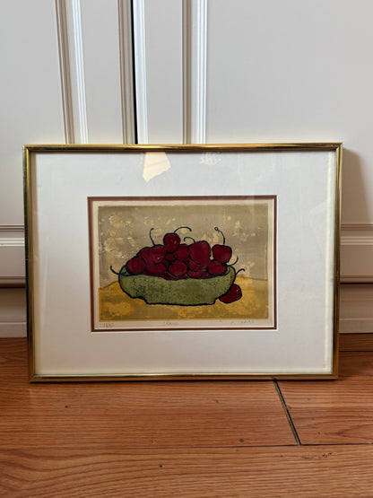 M. Izard "Cherries" Signed Limited Edition Etching, Framed