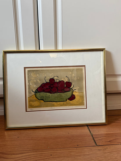 M. Izard "Cherries" Signed Limited Edition Etching, Framed