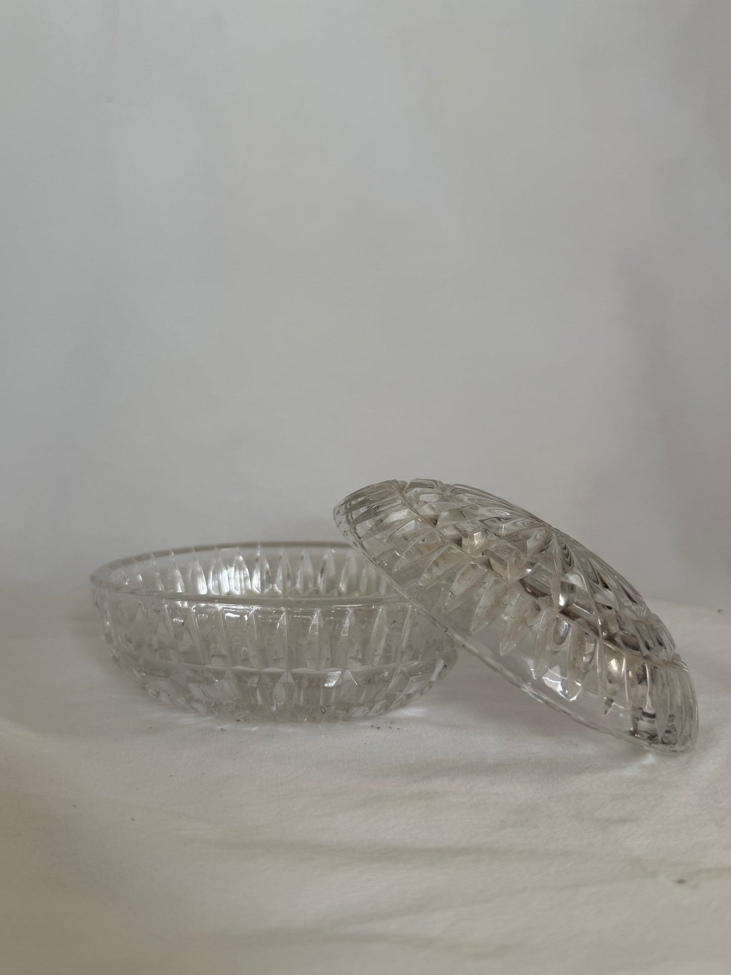 Pressed Glass Round Covered Dish