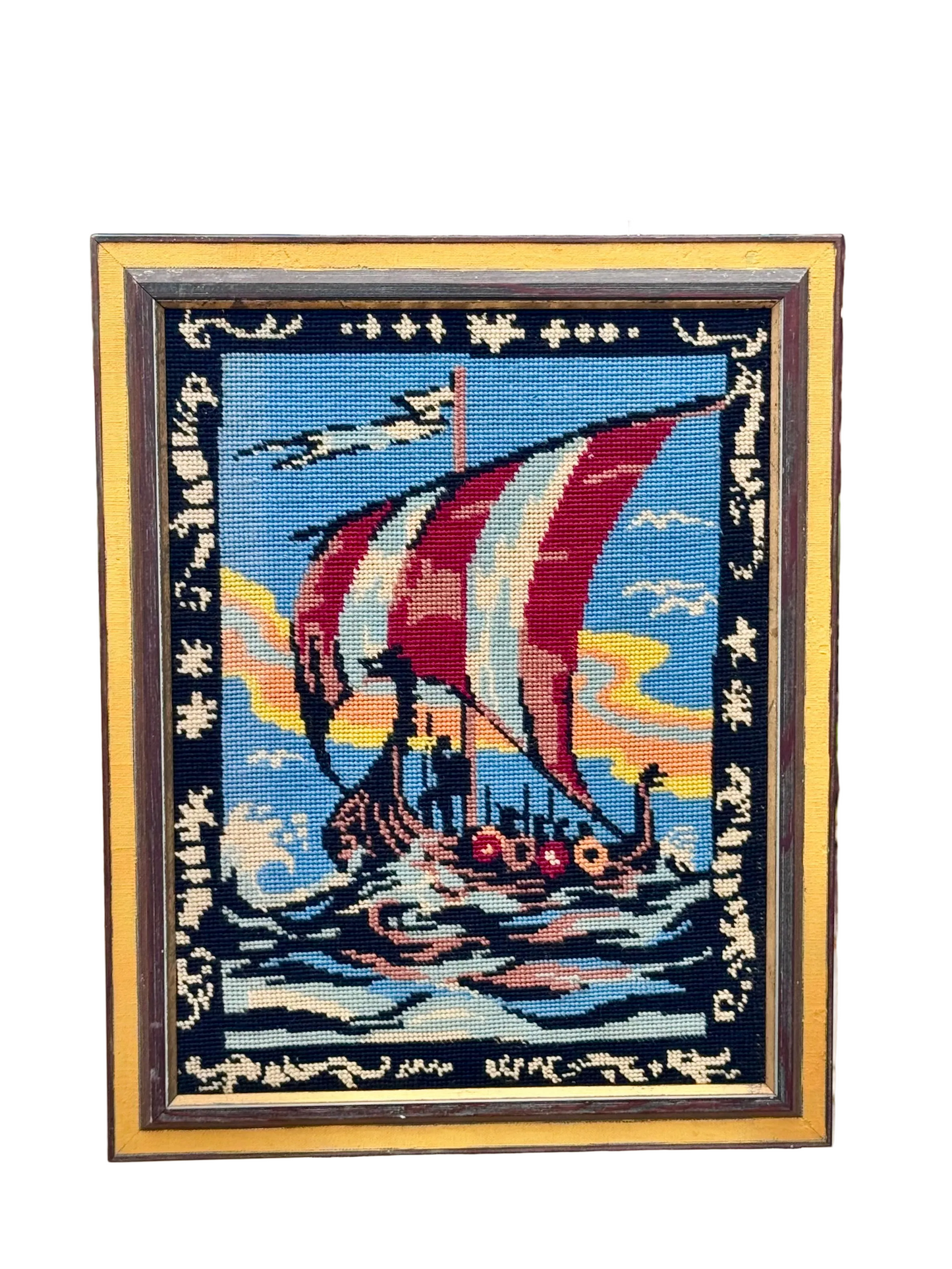 Needlepoint Viking Ship Artwork