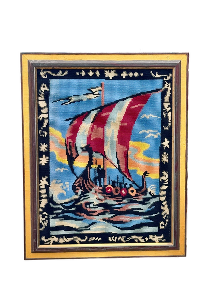 Needlepoint Viking Ship Artwork
