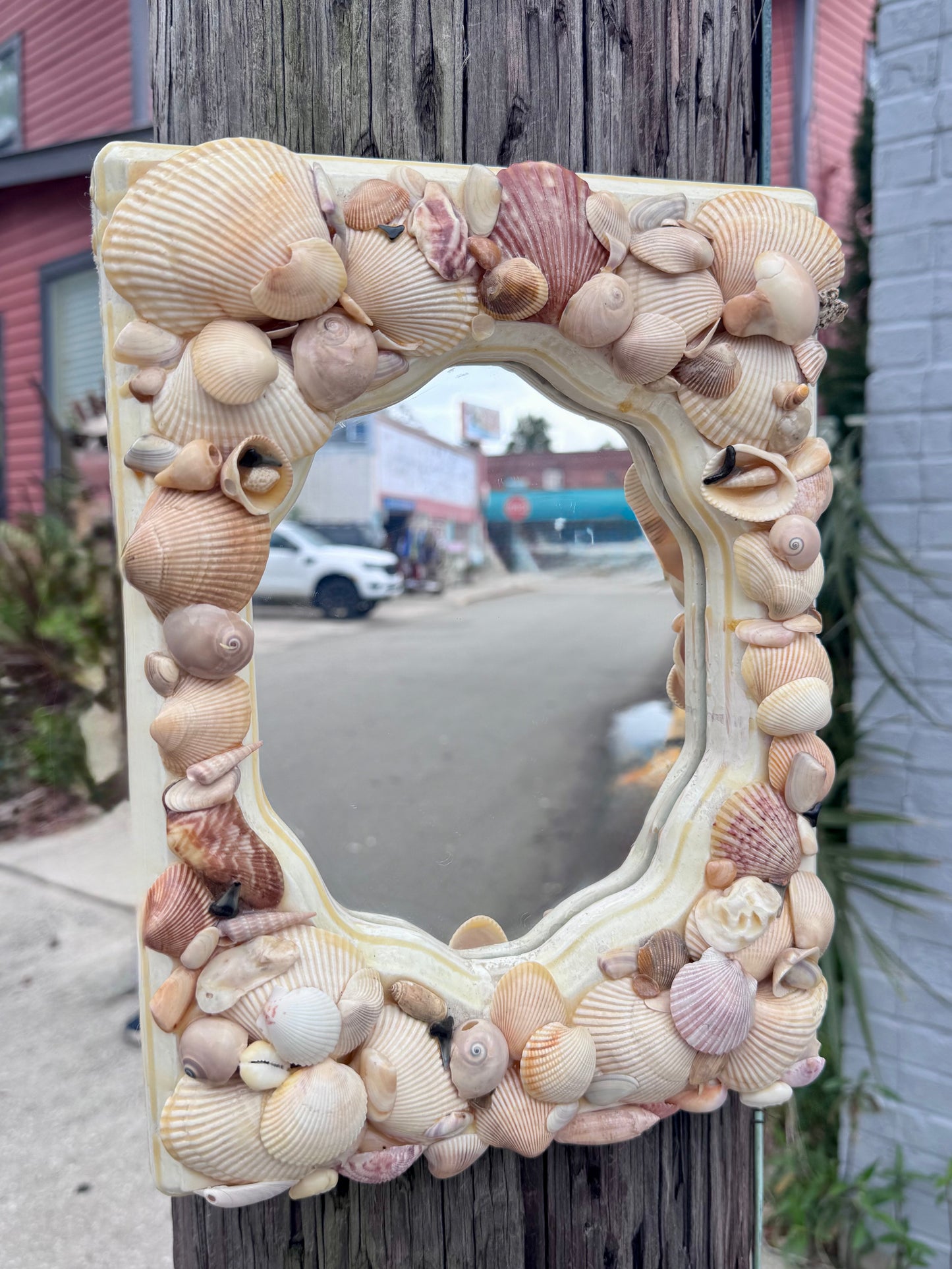 Vintage Handmade Coastal- Style Shell Wall Mirror