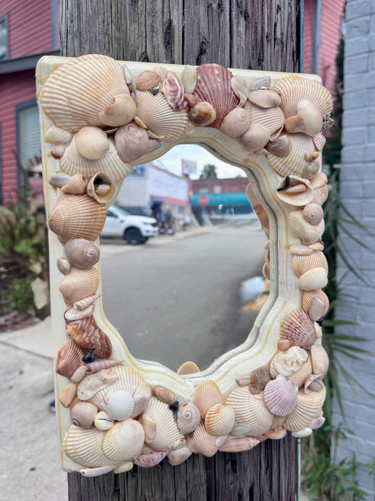 Vintage Handmade Coastal- Style Shell Wall Mirror
