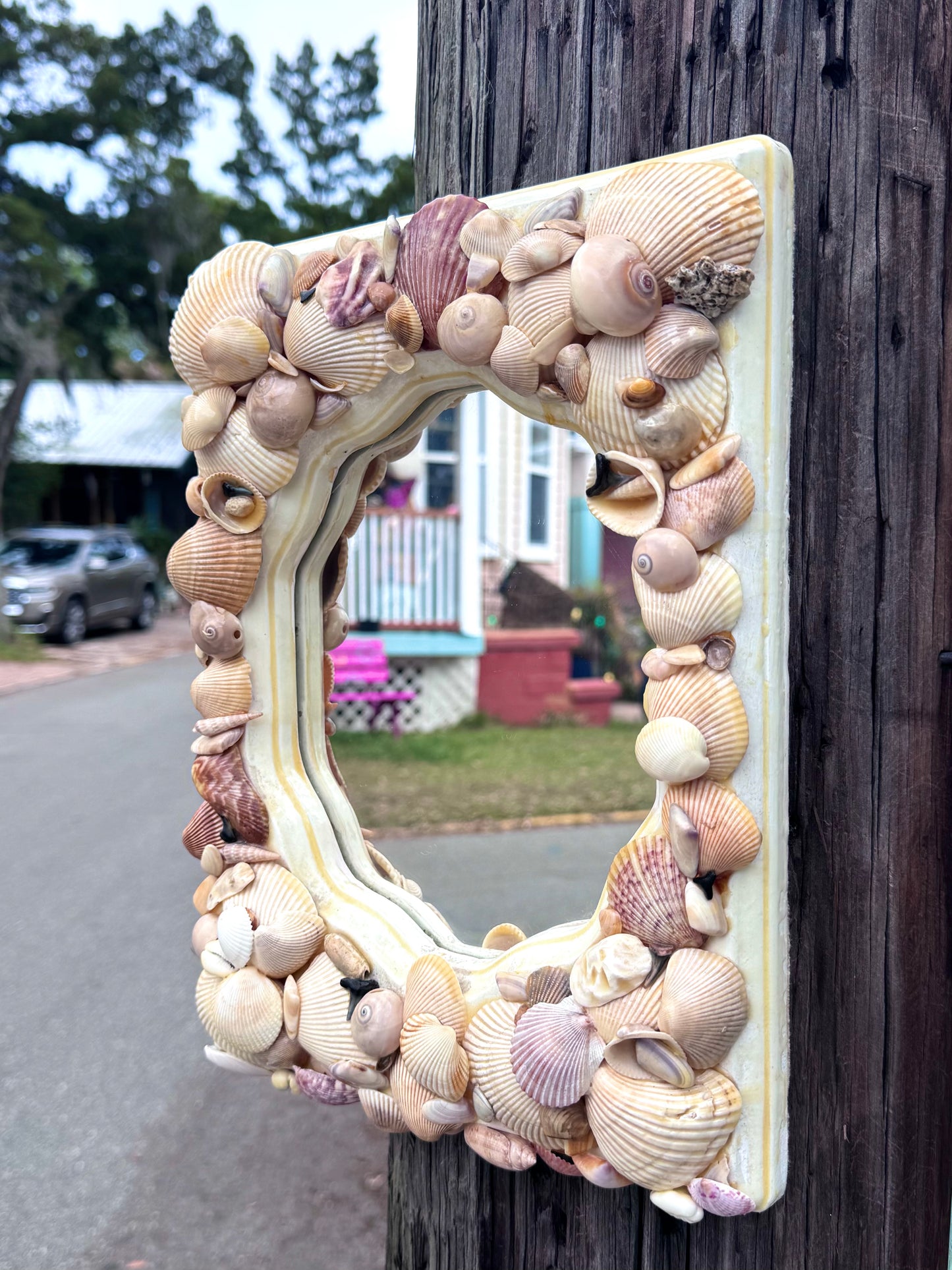 Vintage Handmade Coastal- Style Shell Wall Mirror
