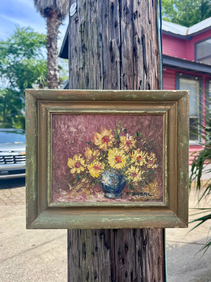 Yellow Floral Vintage Oil Painting