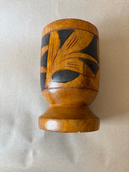 Hand-Turned (Carved) Wooden Goblet with Harlequin Diamonds