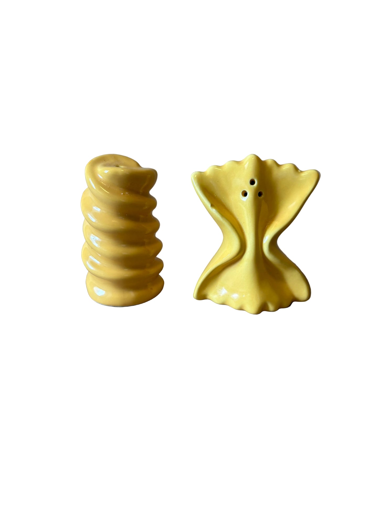 Pasta Salt and Pepper Shakers, Yellow Ceramic