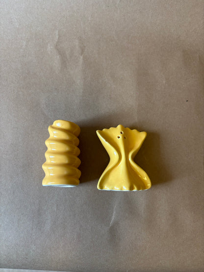 Pasta Salt and Pepper Shakers, Yellow Ceramic