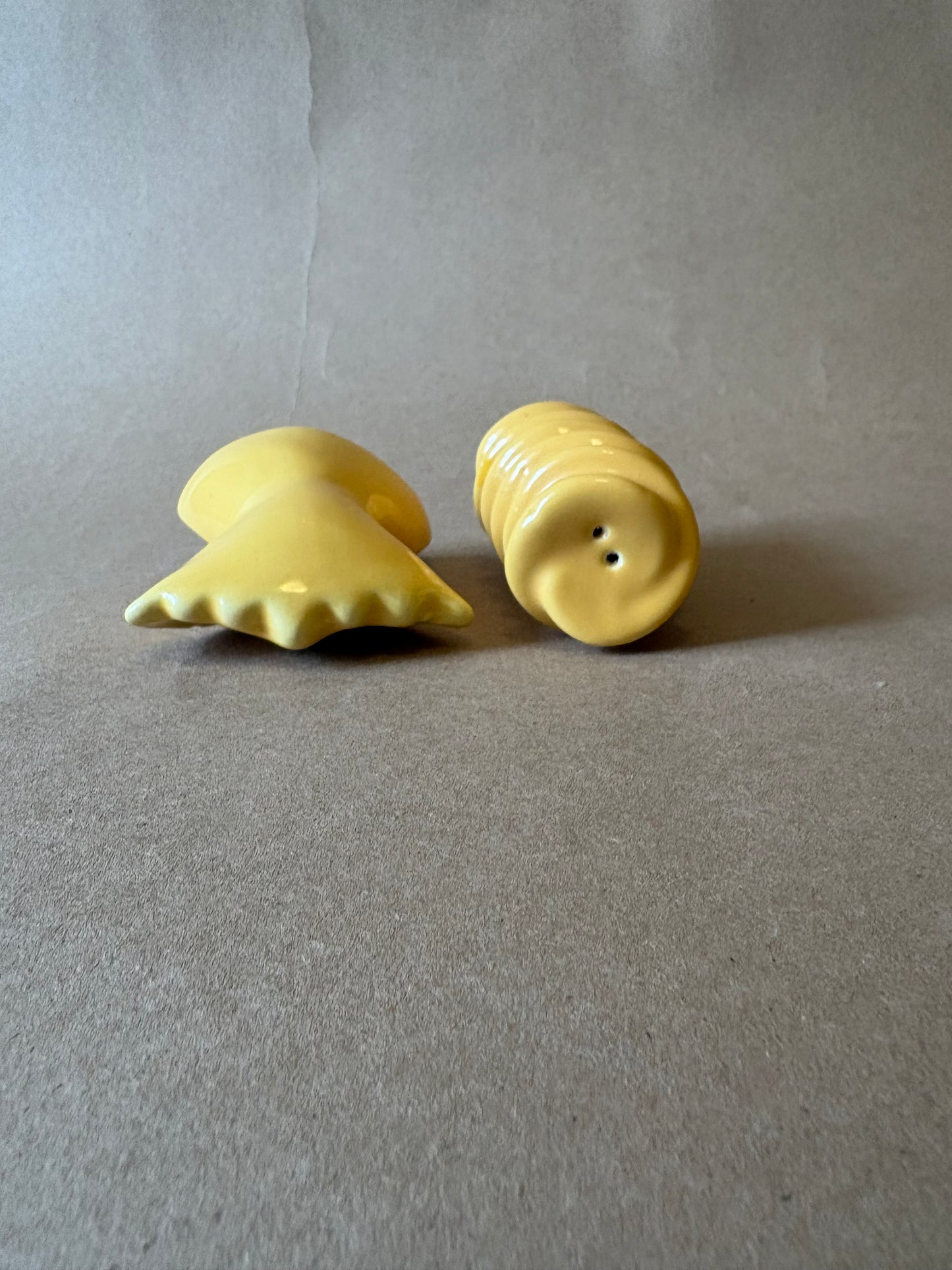 Pasta Salt and Pepper Shakers, Yellow Ceramic