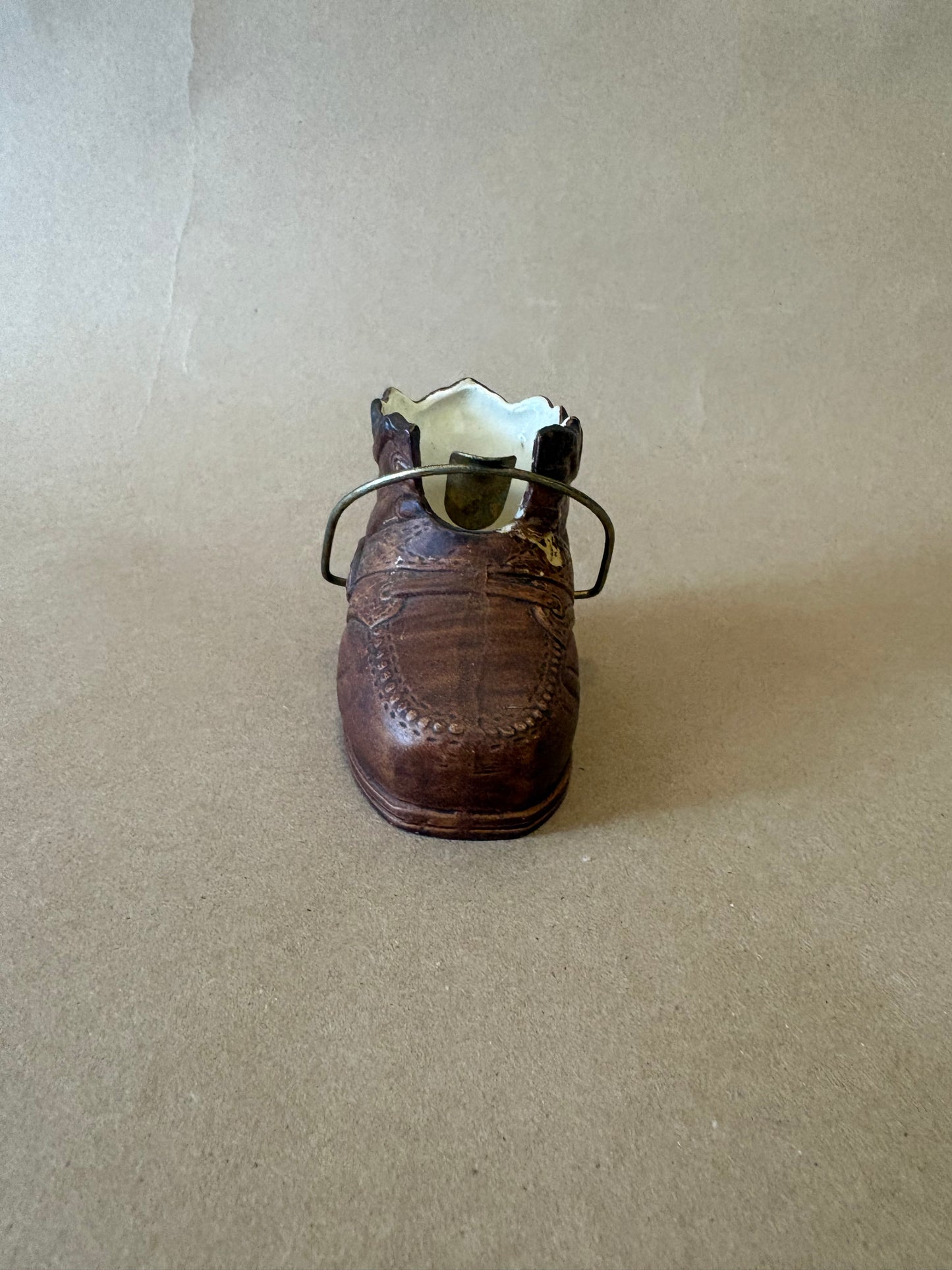 Ceramic Boot Planter with Brass Laces, Lego Japan