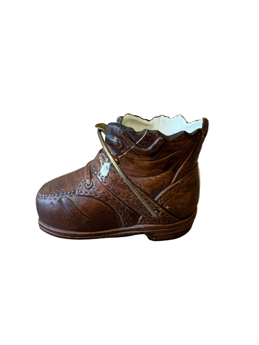 Ceramic Boot Planter with Brass Laces, Lego Japan